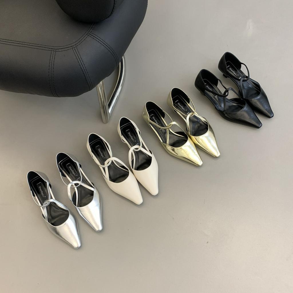 2025 Spring and Autumn New Pointed End Evening Breeze Gentle Soft-soled Ladyshoes Single Shoes Mary Jane Versatile Flat Casual