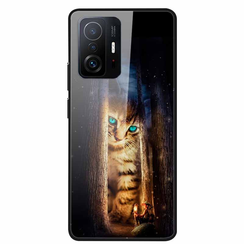 Case For Xiaomi 11T Pro Glass Hard Tempered Glass PC Phone Cover For Xiaomi Mi 11T 11 T Pro Shockproof Landscape Cute Capa Coque