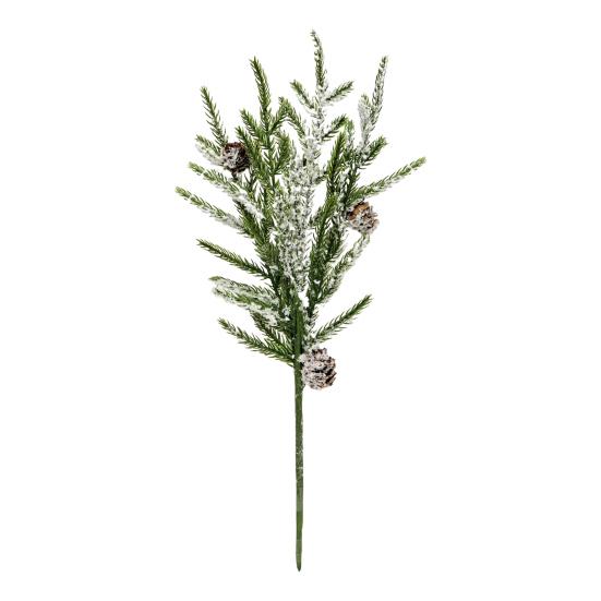 Simulated Pine Branch Faux Greenery Foliage Artificial Pine Sprig with Pine Cones Red Berries for DIY Wreath Home Vases Christmas Winter Parties