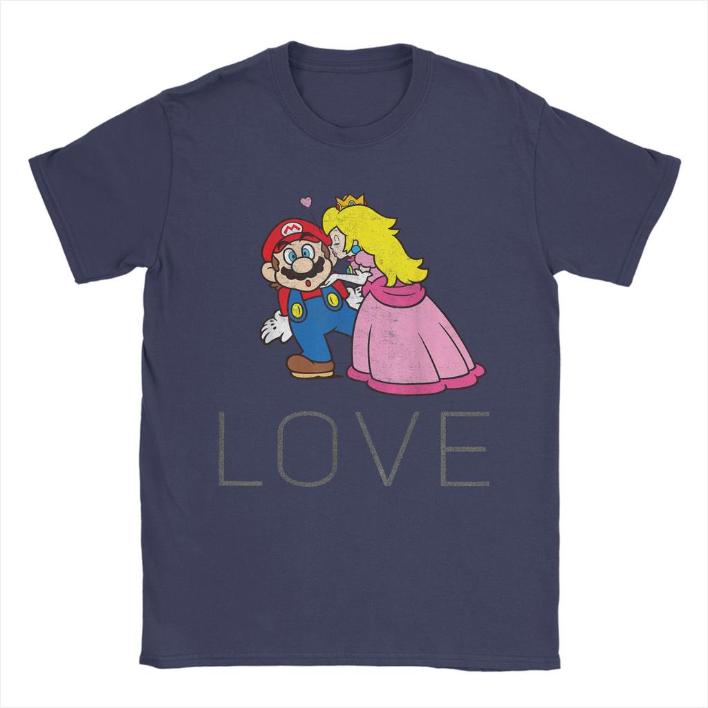 Unisex Super Marios Princess Peach Kiss Love T Shirt  Cotton Tops Vintage Short Sleeve Crewneck Tee Shirt Big Size TShirt