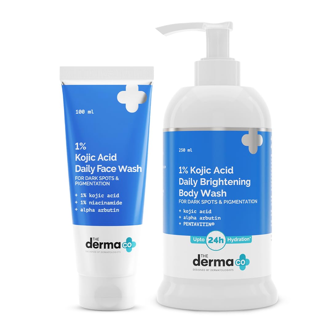 Набор The Derma Co No More Pigmentation с 1% койевой кислоты (Гель для умывания с 1% койевой кислоты, ниацинамидом и альфа-арбутином - 100 мл и Ежедневный крем с 1% койевой кислоты