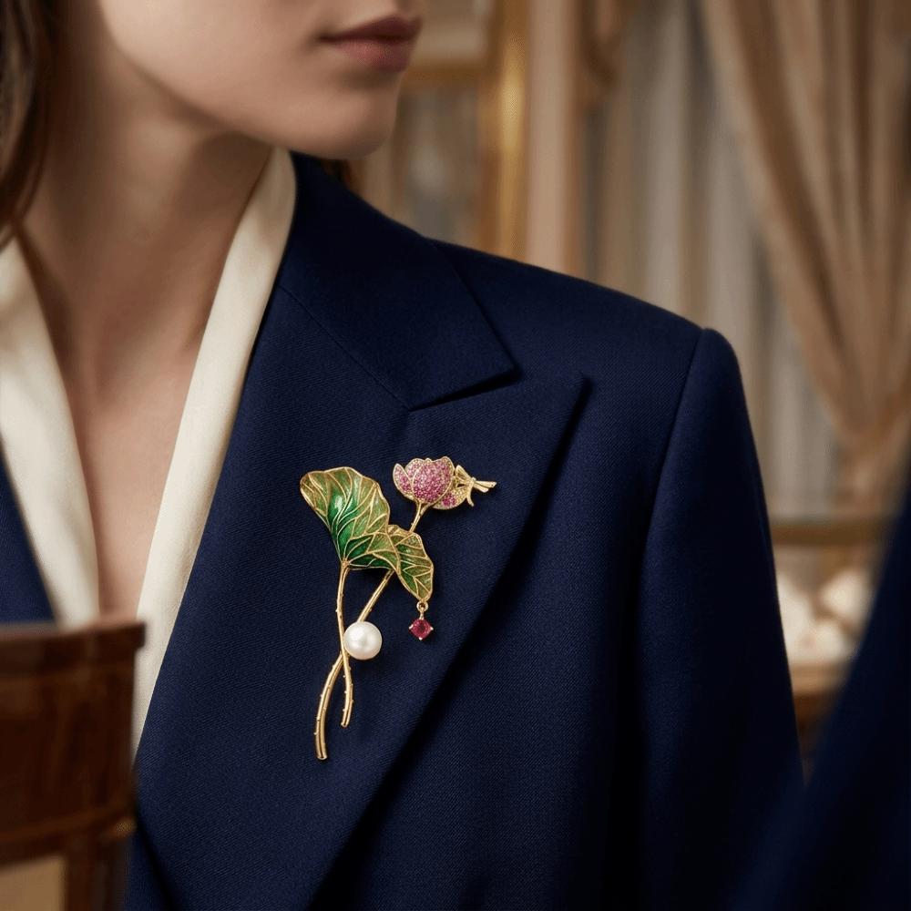Copper Base Brooch Blank Enamel Plated Brooch Setting Oriental Style Flower Brooch Women