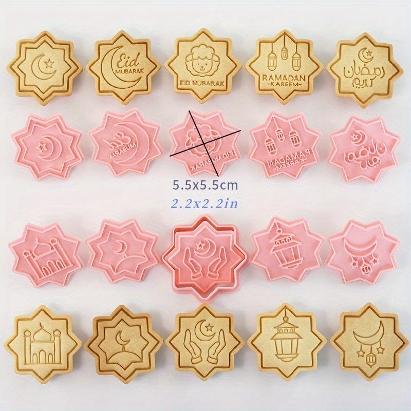 

10PCS Eid Mosque Moon Cookie Cutters Plastic 3D Biscuit Molds Ramadan Fondant Baking Tools for Halal Treats Kids Family DIY