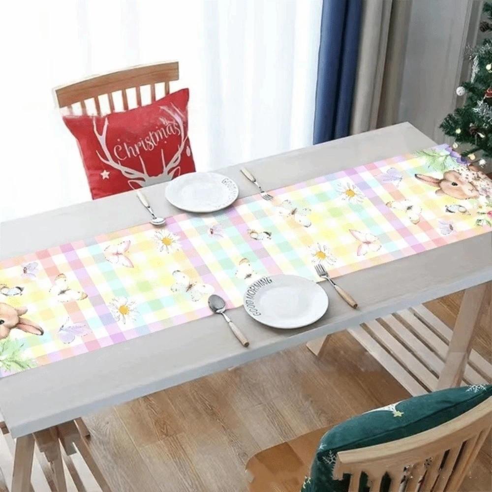 Oil-resistant Easter Table Flag Waterproof Easter Table Runner Table Cover  Home Decor