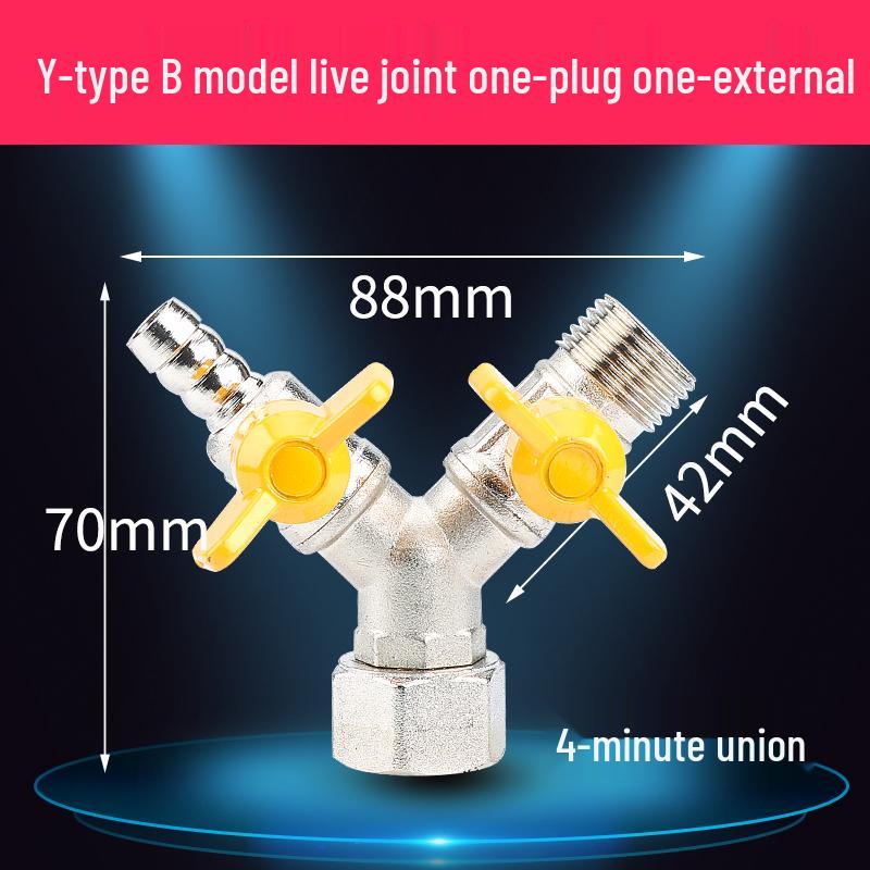 Vollkupfer 4-Punkt Gas- und Wasser-Union T-Kugelventil