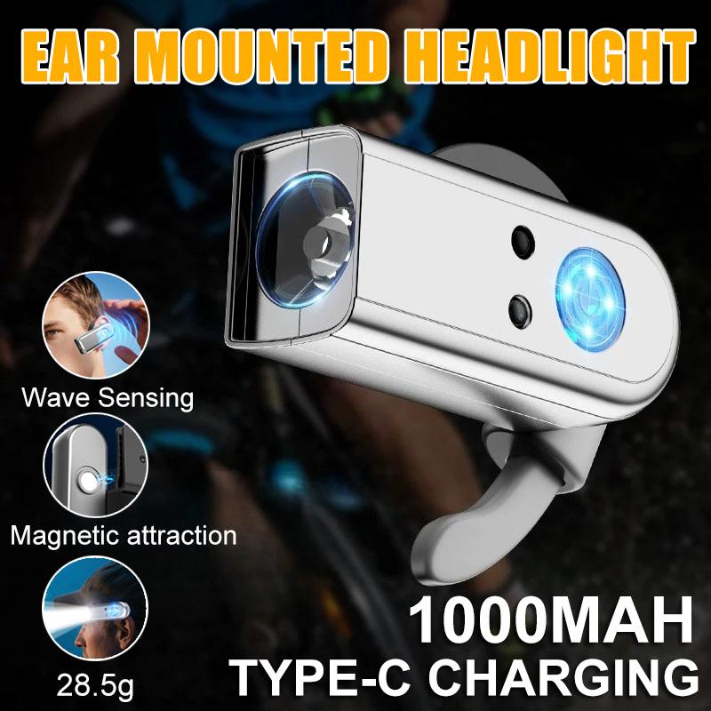 LED Headlamp Head Flashlight For Adults Removable Ear Hook Headlight Rechargeable Head Lights Waterproof With 3 Lighting Modes
