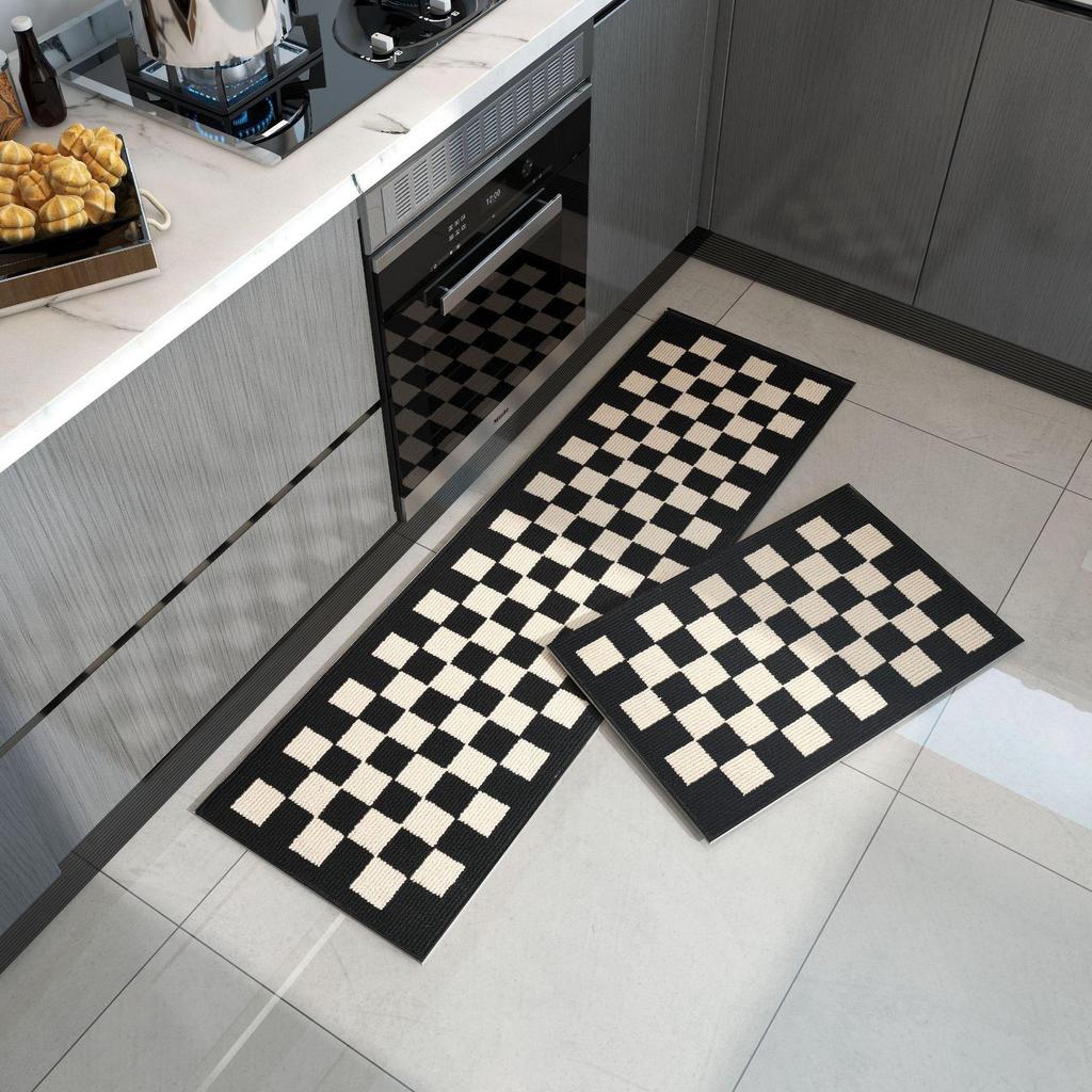Nordic Light Luxury Kitchen & Bedroom Non-Slip Rug - Water & Oil Absorbent, Dirt Resistant Polypropylene Woven Carpet