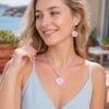 2Pcs/Set Lightweight Floral Jewelry Set, Polymer Clay Realistic Flower Charm Necklace, Hawaiian Style Drop Earrings for Daily Wear