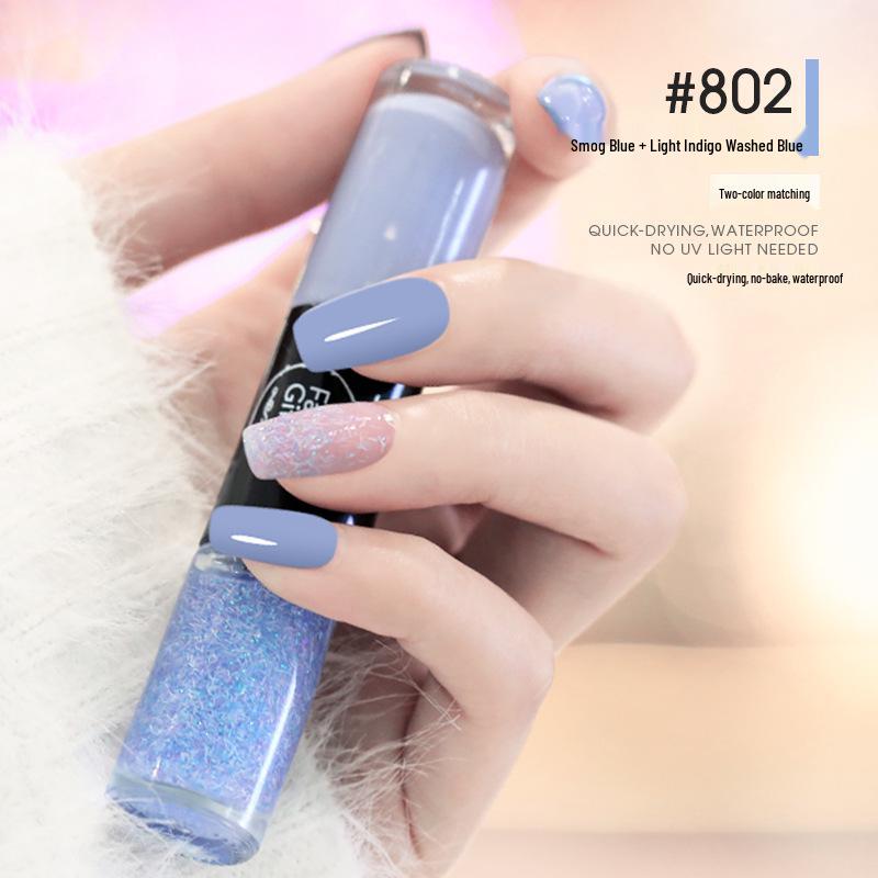 Dual-Color No-Bake Quick-Dry Waterproof Nail Polish - Long-Lasting & Non-Peeling for Autumn/Winter