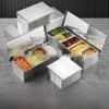 Stainless Steel Flip-Top Spice and Seasoning Storage Box for Kitchen or Restaurant Use