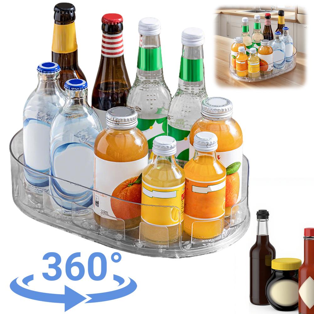 Refrigerator Rotating Storage Rack Rotatable Fridge Storage Box Turntable Organizer for Home Cabinet Counter Bedroom Dining