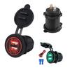 Red LED Dual Outlet Car Boat USB Charger Power Socket 2.4+2.4A W/ Cable 12/24V