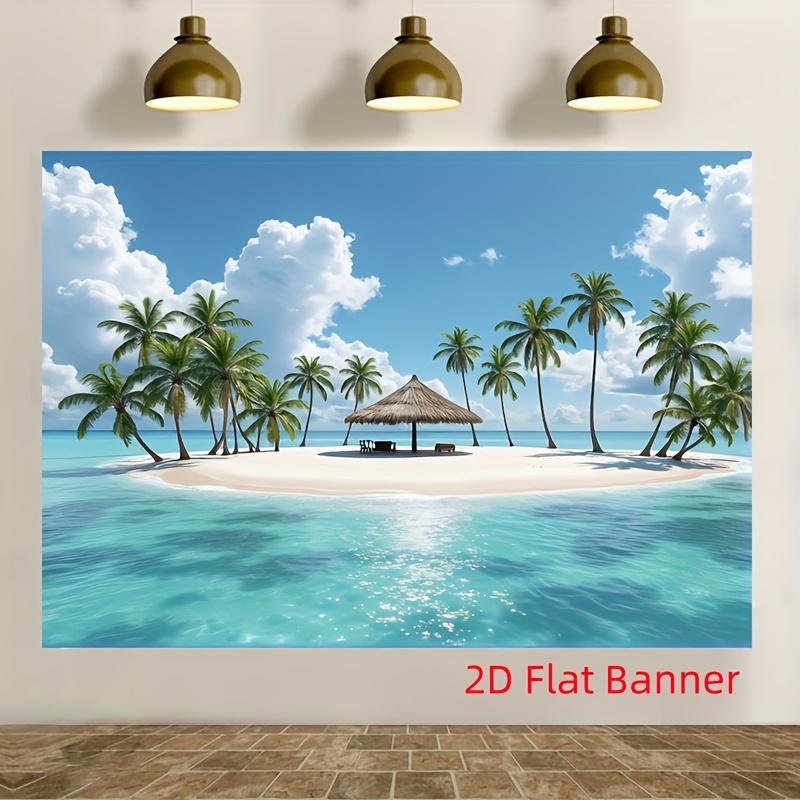 Summer Ocean Beach Palm Tree Flamingo Backgroundindoor Outdoor Courtyard Decorationsofa Bedside Background Pool Party Decoration