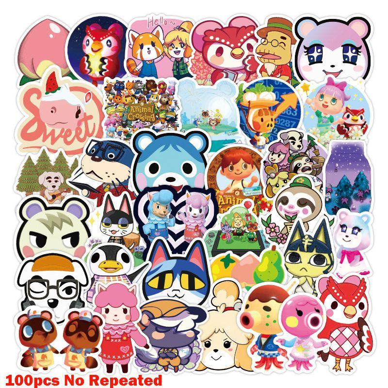 Animal 100pcs Crossing Game Stickers Skateboard Fridge Laptop Bike Luggage Stick