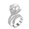 Huitan Noble Swanking Imitation Pearl Women Rings Attractive Elegant Lady Finger Accessories Fashion Engagement Wedding Zircon