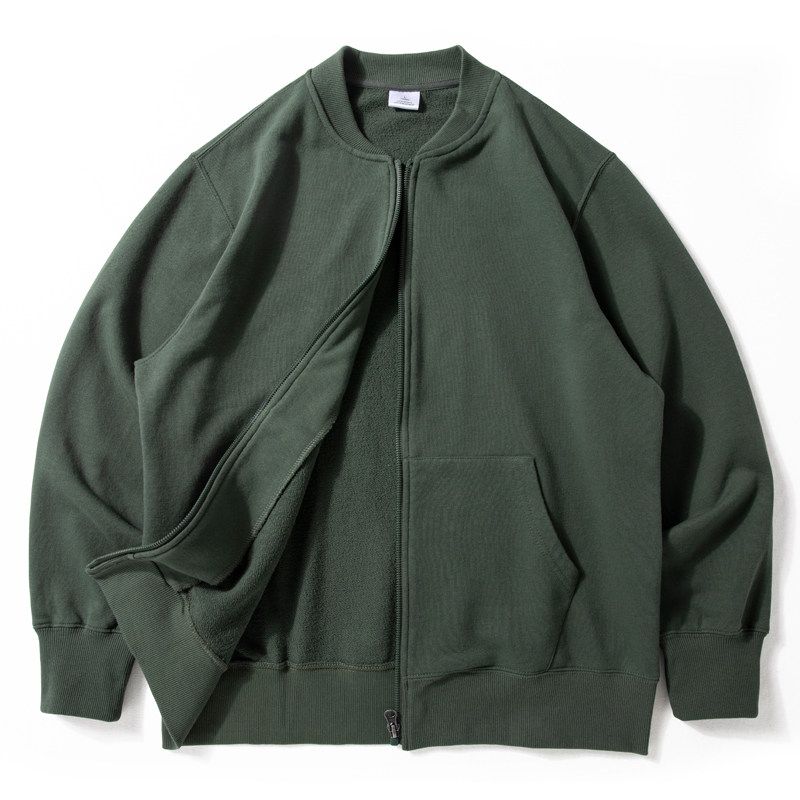 Hoodie Men s Spring and Autumn New Terry Zip-up Cardigan Simple and Versatile Men s Baseball Uniform Sports and Leisure Overfit jacket Bean Green XL
