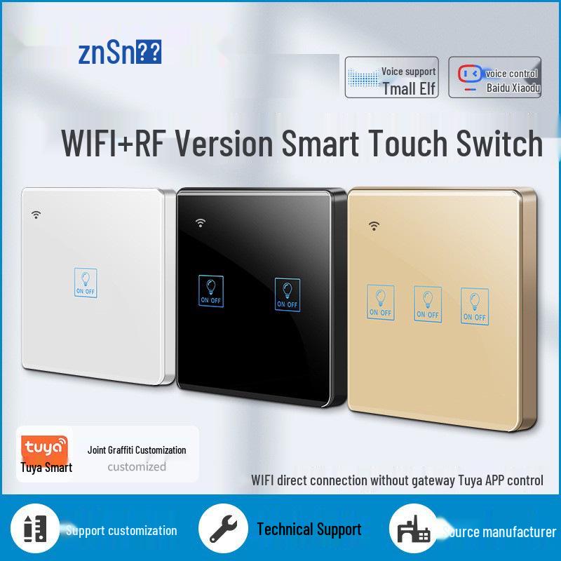Zhengshang C4 Graffiti Smart WiFi+RF Switch, EU Standard, Voice-Controlled for Alexa & Google.