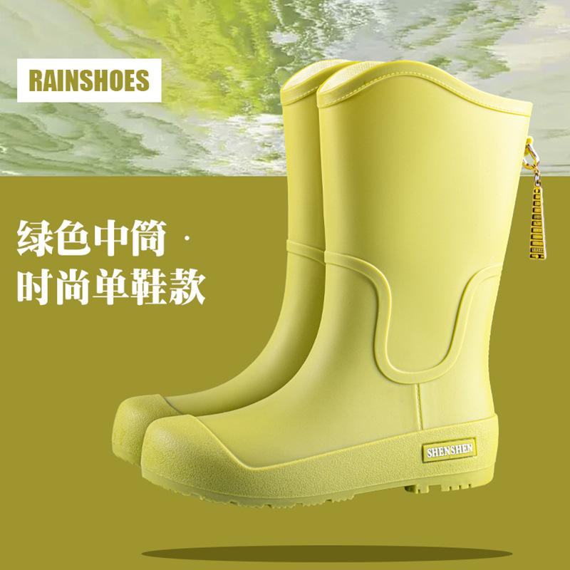 

Fashion rain shoes women s medium tube waterproof rain boots women s water shoes outer wear rubber shoes overshoes student water boots 40 зелёный