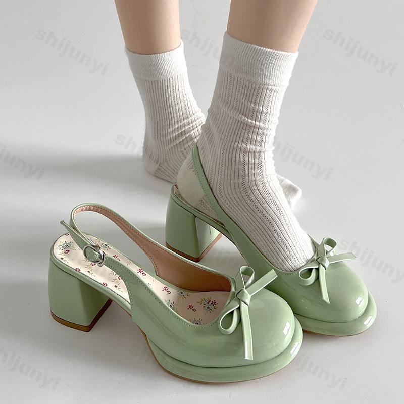 Fashion Women's High-heel Sandals Fashion Thick Heel Butterfly-knot Women Sandals 2025 Summer Ladies Outdoor Gladiator Sandalias