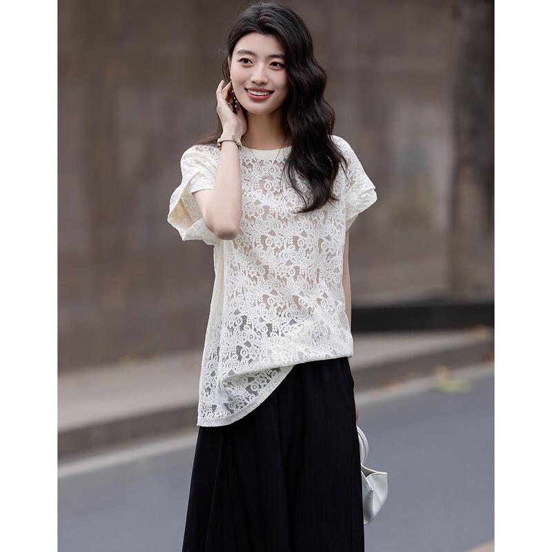 Demana Women's Classic Lace Embroidered Shirt