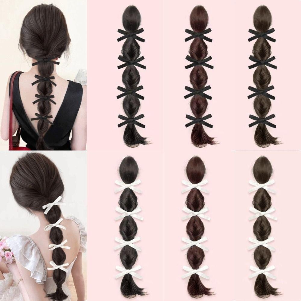 Hair Band Bow Braided Bubble Braids Wig 40cm Ponytail Hairpieces Party