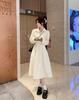 Women's Plus Size Waffle Knit Long Sleeve Dress with Cinched Waist and Polo Collar - New 2025 Spring/Autumn Style