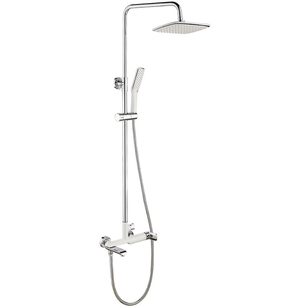 Shower Column with Alea White Chrome Faucet