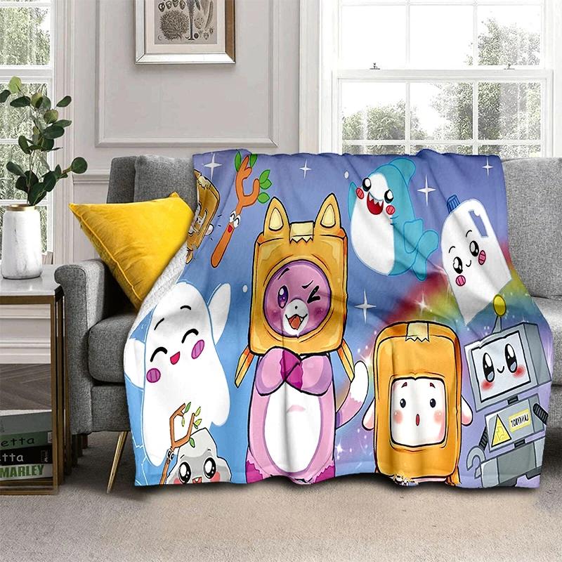 New Style Lankybox Boxy Foxy Rocky Cartoon Blanket,Soft Throw Blanket for Home Bedroom Bed Sofa Travel Picnic Cover Kid