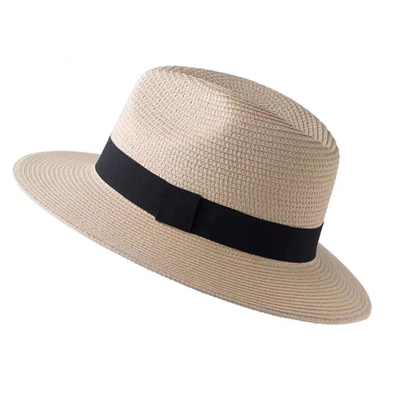 Large Size 56-58 59-60cm New Natural Panama Straw Hat Summer Men Women Wide Brim Beach UV Protection Fedora Sun Hat Sale