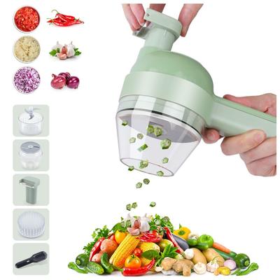 Cortador de Verduras Eléctrico 4 en 1 Procesador de Alimentos Picador de Ajo Molinillo Inalámbrico Batidora de Mano Cortador Automático Accesorios de Cocina