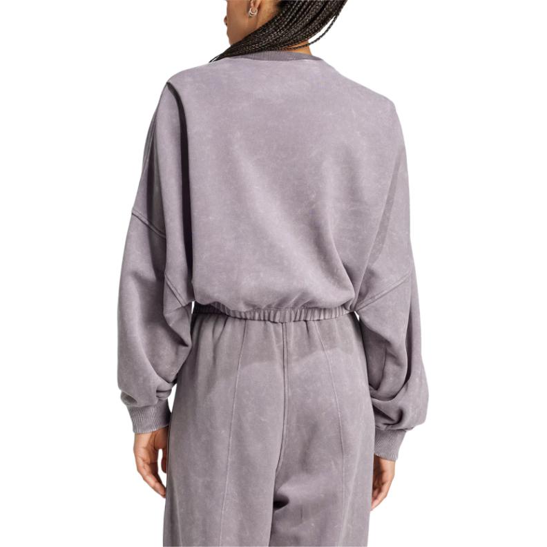adidas Originals Premium Essentials Gewaschener Rundhalsausschnitt Locker Geschnitten Einfarbig Langärmeliges Cropped Sweatshirt Damen Sweatshirt Shadow-Grey IY7397
