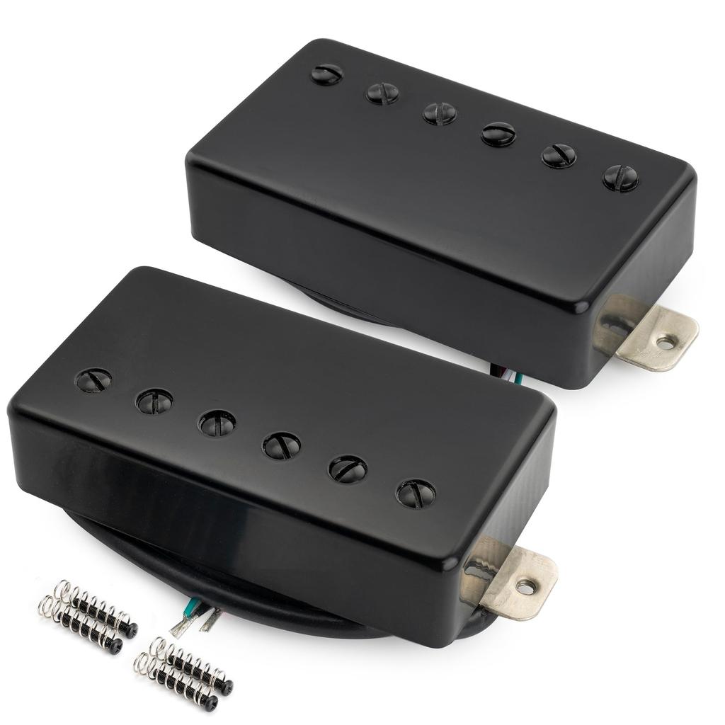 Musiclily Pro Alnico 5 Covered Humbucker Pickup Neck and Bridge Set for LP Electric Black LP-CMHA (7.5K/16K) Guitars,