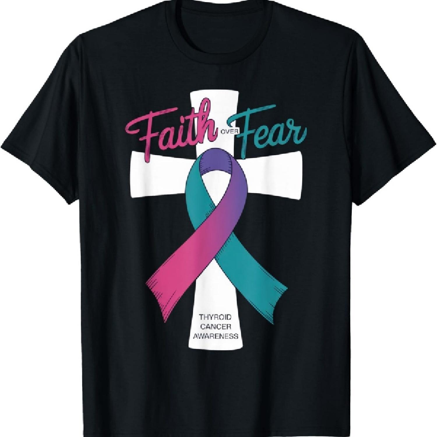 

Faith Over Fear Thyroid Cancer Awareness Support Awareness T-Shirt XXXXXL чёрный
