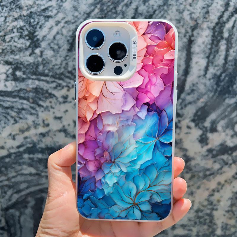 Colorful Flower Laser Phone Case For iPhone 15 Pro Max 14 13 11 12 Pro Max 13 Mini 15 14 Plus Shockproof Protection Back Covers