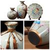 Set of 3 Ceramic Vases and Tray Gift Set Modern Design Decorative Flower Container for Office Desk Bookcase Display