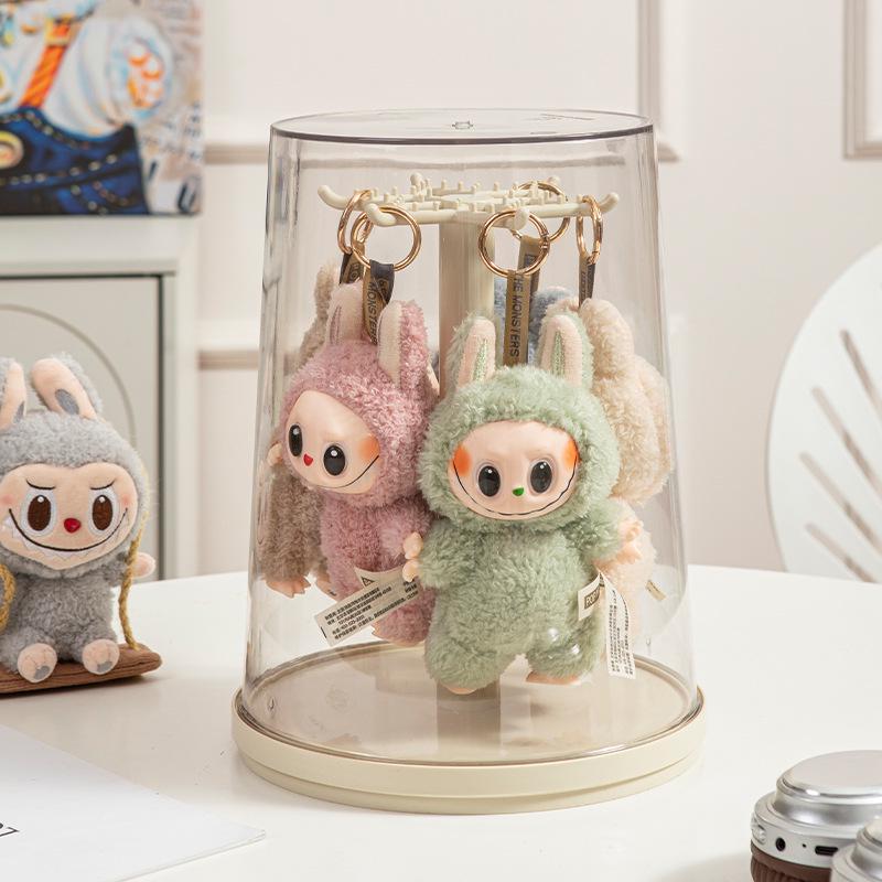 Labubu Rotating Display Box: Transparent Plush Doll Figurine Pendant Blind Box Stand