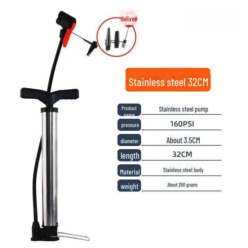 Universal High-Pressure Inflator Pump with Gauge for Bicycles, Cars, and Basketballs