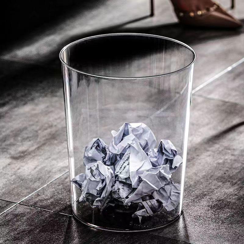 Transparent Trash Can - Large Household Unsealed Flower-shaped Trash Bin - Tall Office Room Garbage Can - Paper Basket