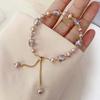 Vintage Purple Imitation Pearl Bracelet for Women Girls Fashion Design Crystal Adjustable Chain Jewelry Gifts