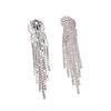 S925 Silver Needle Inlaid Diamond Long Tassel Earrings - Exaggerated European & American Style for Autumn/Winter Evenings