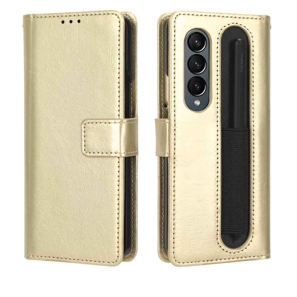 For Samsung Galaxy Z Fold 7 6 5 & 4 & Fold 3 Crazy Horse Pattern Wallet Leather Flip Card Slot Cover Case with Pen Slot