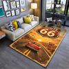 "Vintage Route 66 Carpet with Red Classic Car and Sunset Design" Suitable for Use As an Anti-slip for Living Room Bedroom Sofas