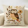 Vintage Owl Pattern Cushion Cover Natural Linen Organic Fabric DoubleSided Printing Room Sofa Decor Pillow Case