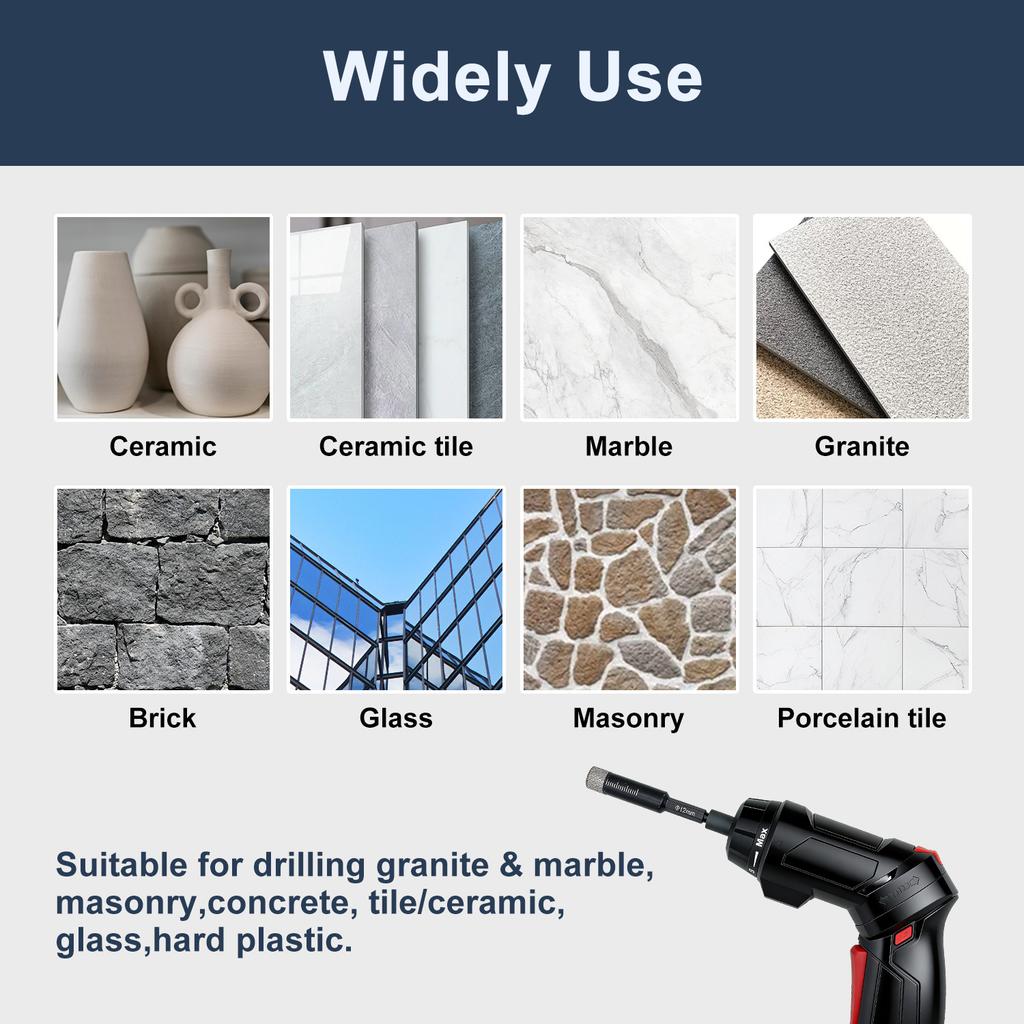 Hexagonal Shank Brazed Dry Diamond Drill Bit 5‑16mm Hole Saw for Granite Porcelain Stone, Professional Sharp Hole Opener Cutter