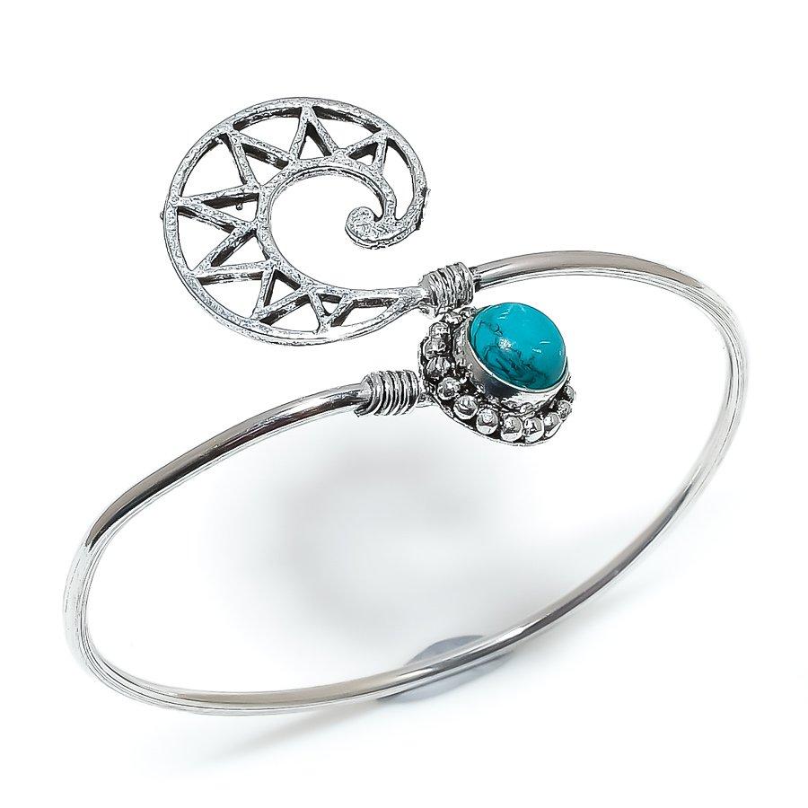 

Natural Santa Rosa Turquoise Stone 925 Sterling Silver Cuff Bracelet Adj. c6Q24