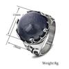 15MM Creative Inlaid Blue Sandstone Stainless Steel Ring for Women