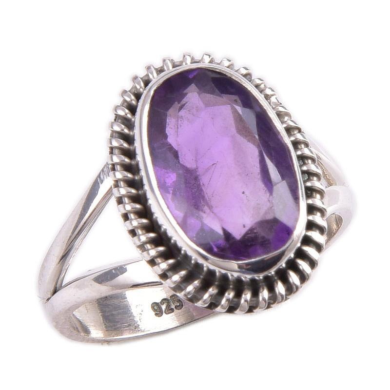 Natural Pink Amethyst Gemstone Handmade 925 Solid Silver Jewelry Ring S.7 q8M21