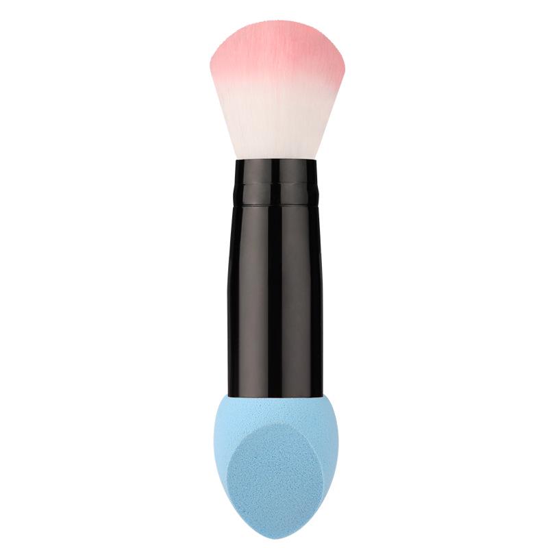 Double-Ended Blush & Foundation Brush with Non-Latex Sponge Puff