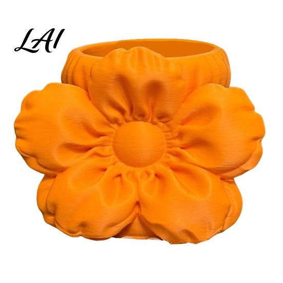 Decorative Flower Pencil Holder Satin Pen Holder Petal Design Desk Organizer Durable Soft Touch Desktop Storage PLA Container for Home Office
