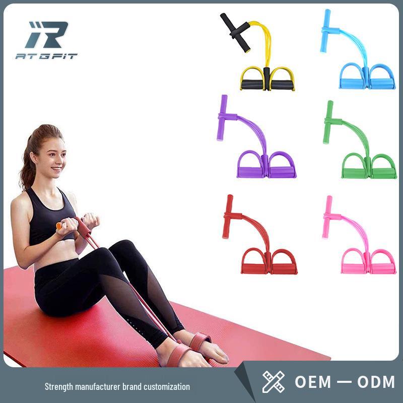 

Four-Tube Foot Pedal Resistance Band for Abdominal Exercise, Sit-up & Waist Slimming зелёный